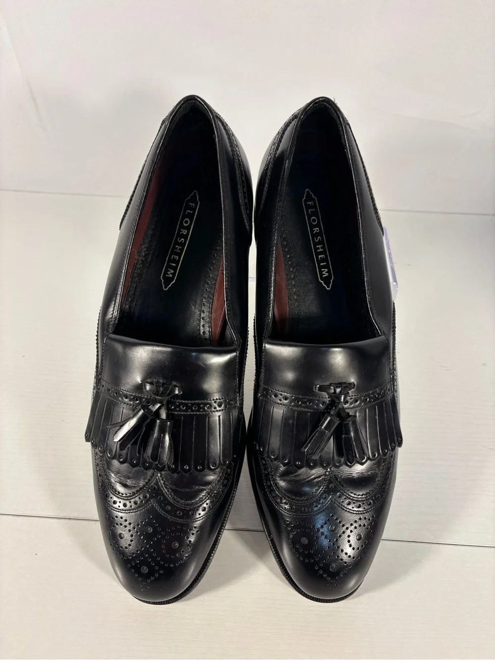 Florsheim Imperial Black Leather Tassel Kiltie Loafers Wingtip Brogue Men’s 12 D